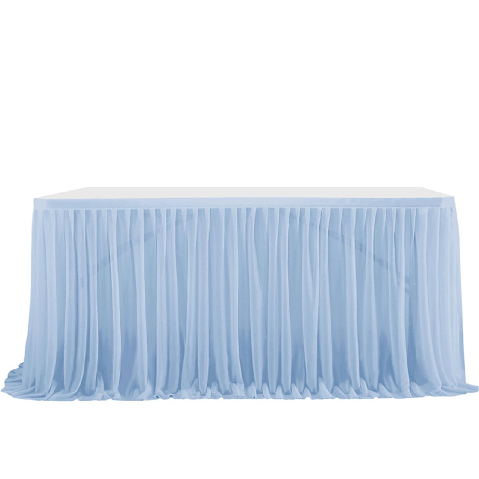 Highdi Tulle Table Skirt for Parties Rectangular Table, Fluffy Tulle Desk Gauze for Wedding Parties Birthday Parties and Home Cake Table Décor (9FT/275x77cm,Light blue)