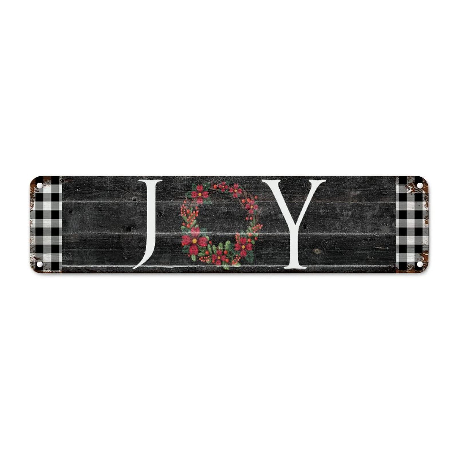 Plaque murale vintage en métal motif à carreaux noirs et blancs déco Noël maison 61 cm