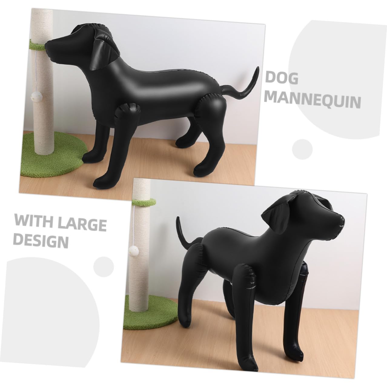 Amosfun Aufblasbare Hunde Schaufensterpuppe aus PVC 2 Stück Weiß Schwarz Langlebiges Haustier Bekleidungsmodell für Ladenausstattung
