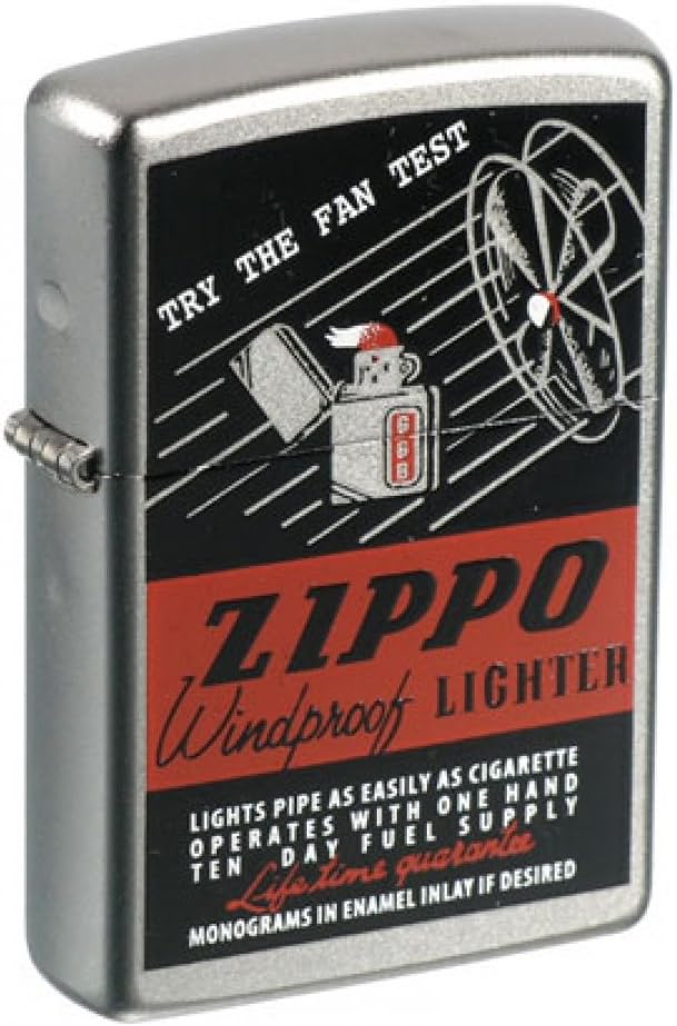 Zippo Lighter The Fan Test, Satin Chrome