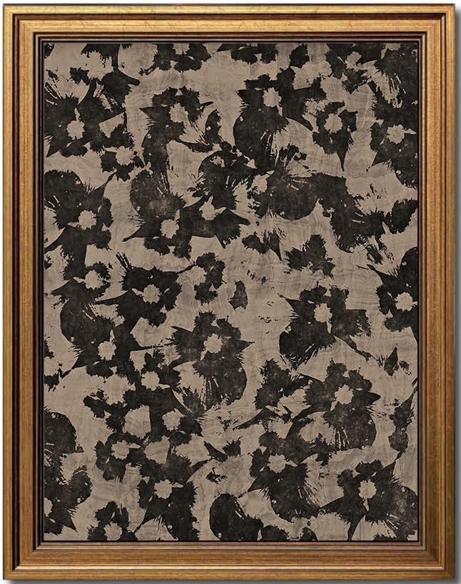 (Similar w/2 frames)KBKBART Neutral Framed Canvas Wall Art for Living Room Bedroom Decor, Abstract Vintage Wall Art Minimalist Floral Pattern Botanical Japanese Wall Paintings, Gold Framed Canvas Prints for Wall Decor, Kitchen,Bathroom(16\"x24\") 16\"x24\" Minimalist Floral