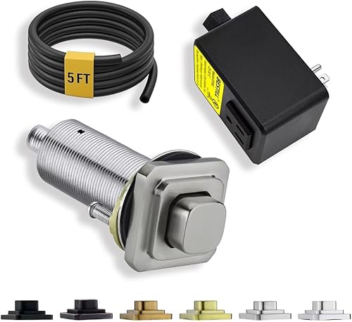 BESTILL Kit de interruptor de aire para triturador de basura, certificado UL, botón inalámbrico de 3.6 pulgadas de largo, interruptor cuadrado de