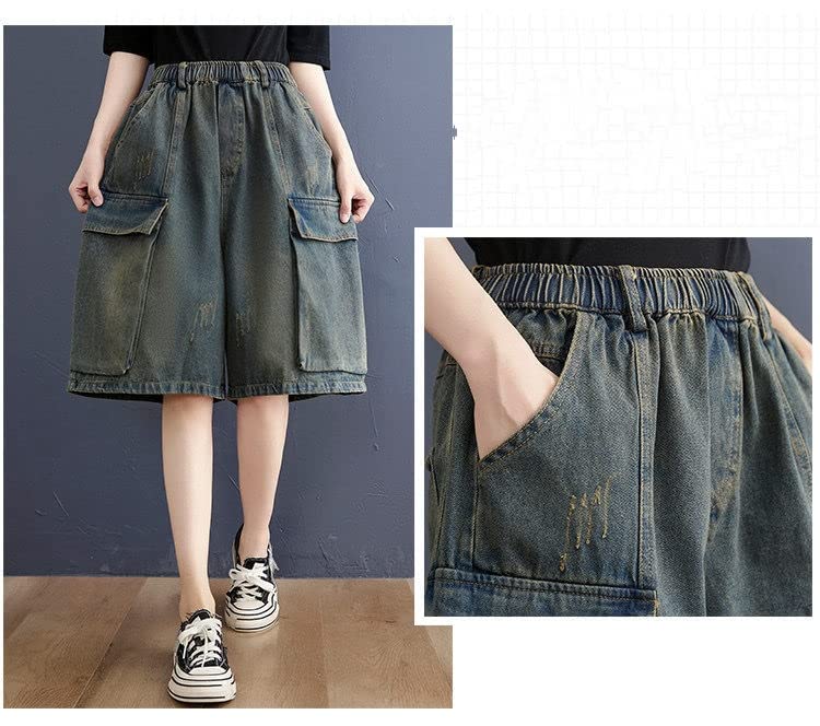 Short Femmes Rétro Et Vieux Shorts en Denim Model en Liberté De Grande Taille
