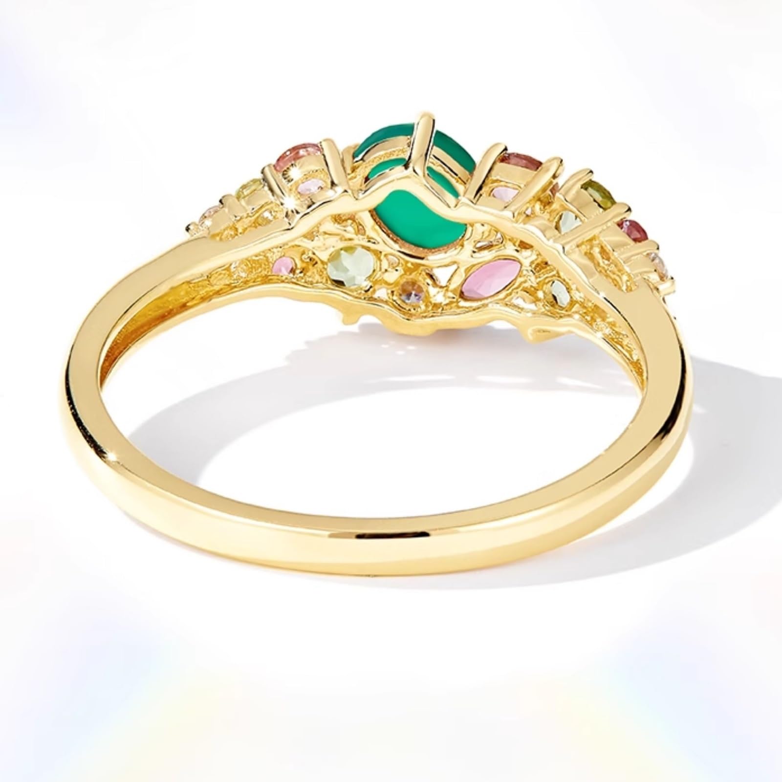 Anillos de compromiso de oro amarillo para mujer, auténticos, anillos de compromiso con turmalina, alianzas de oro auténtico, elegantes anillos de boda