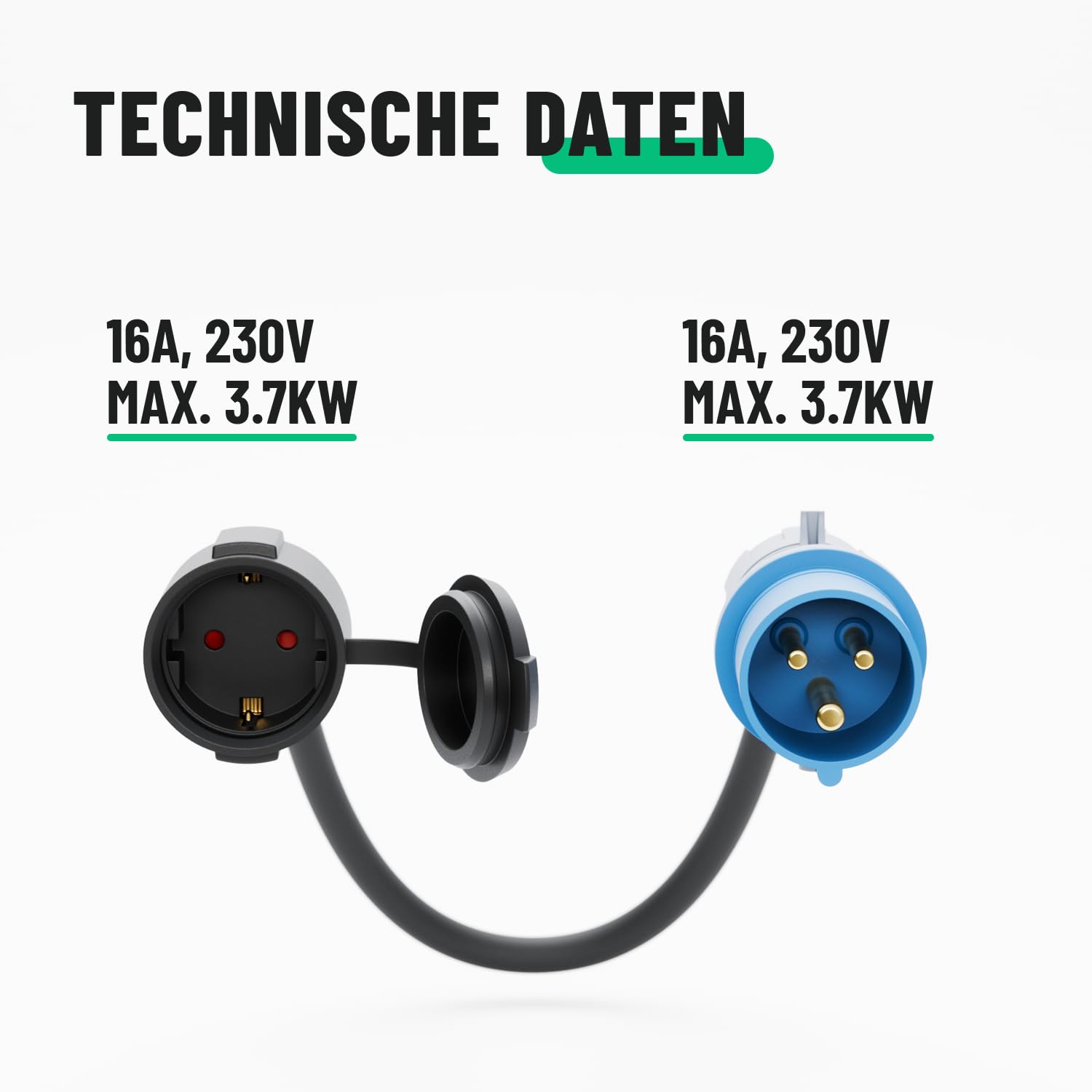 greate CEE Adapter Set Schuko Stecker auf CEE Kupplung & CEE Stecker auf Schuko Kupplung - Adapter CEE Stecker Kupplung 230V & IP44 Schutz - CEE Adapter Schuko Kupplung, Strom für Camping, CE Adapter