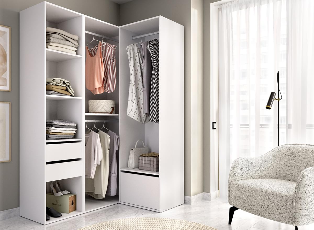 DEKIT Grupo RIMOBEL-Conjunto Armario-VESTIDOR Rincon con Trasera Reversible
