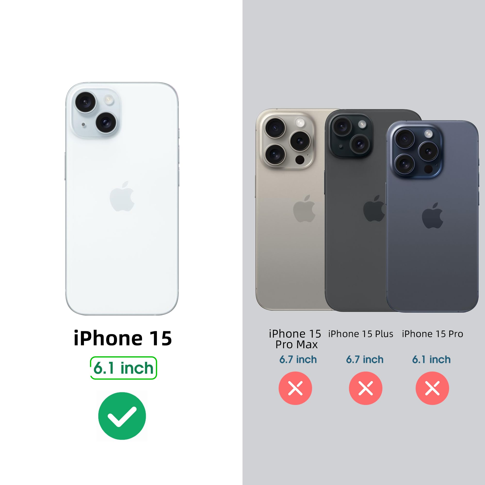 Arae Compatible for iPhone 15 Case with Card Holder - Wallet Case with PU Leather Card Pockets Back Flip Cover for iPhone 15 6.1 inch - Black