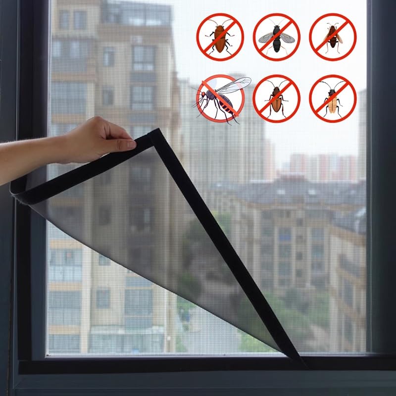 Mosquitera para ventana negra ideal para ventilar dormitorios en verano 2