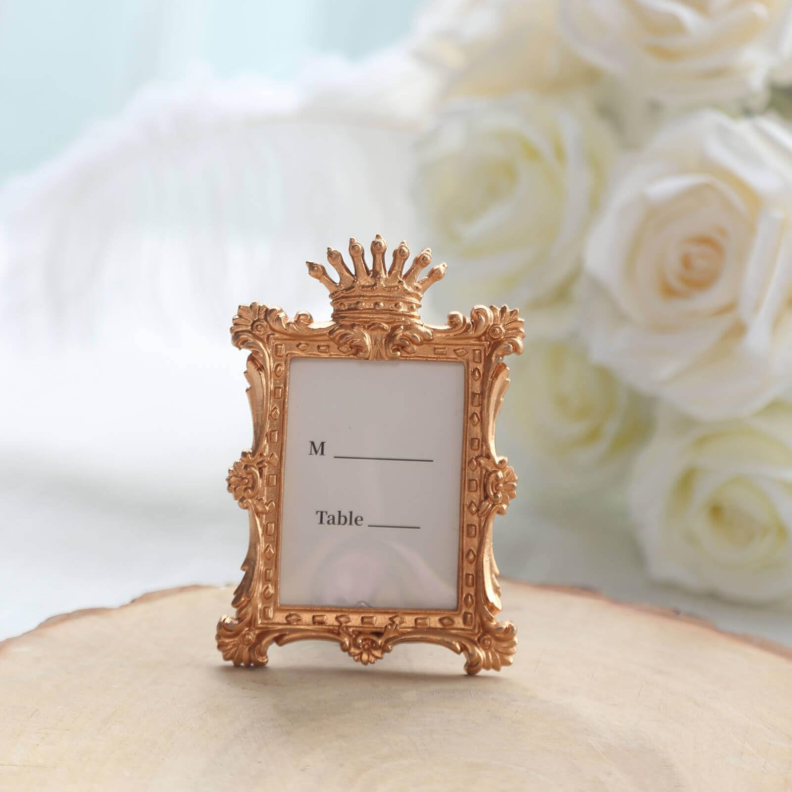 Efavormart 4 Pack Gold Resin Vintage Crown Picture Frames Party Favors, Rectangle Mini Photo Frame Wedding Place Card Holders - 4.5"x3"