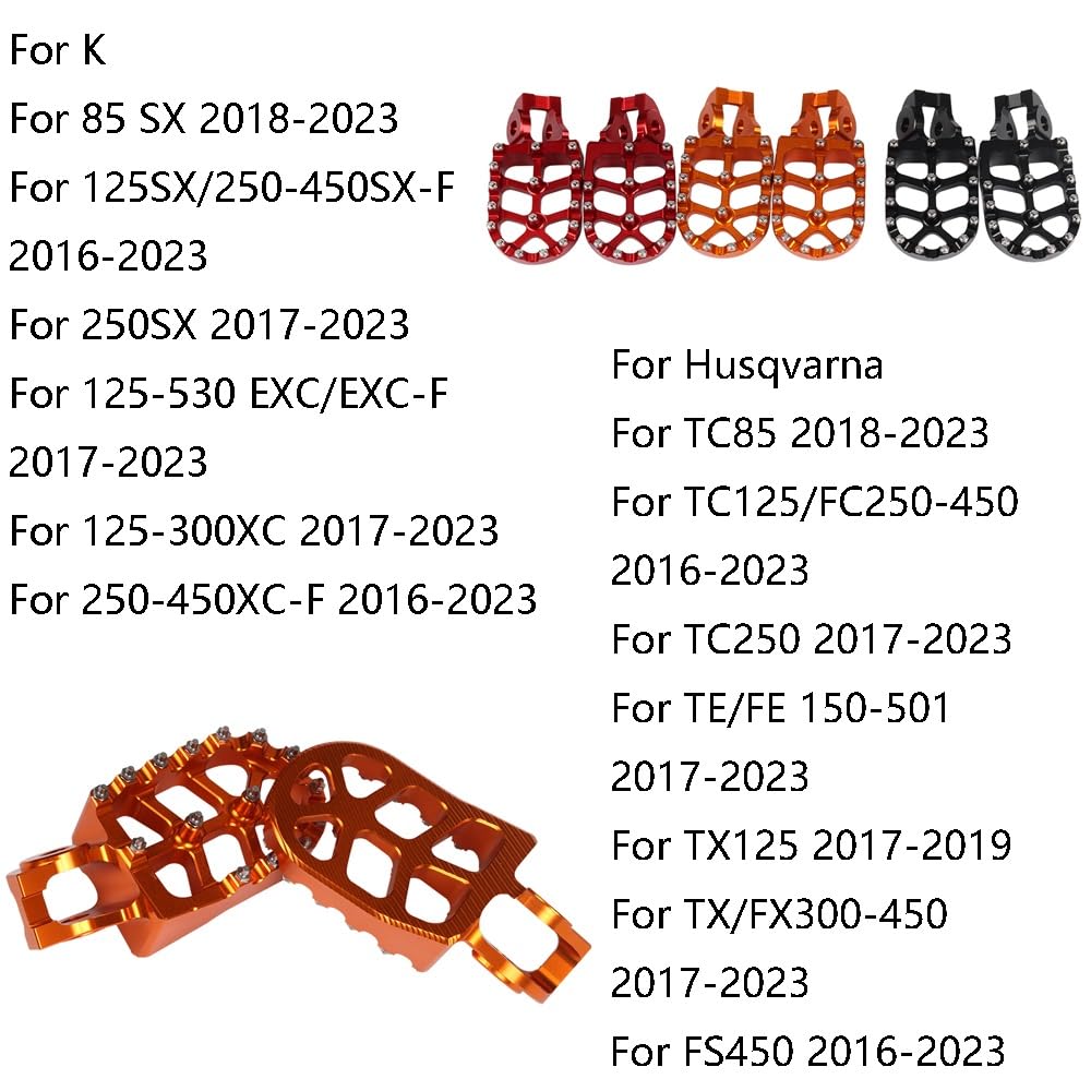 Motorrad Dirt Bike Fußrasten Fußstütze Pedale für KTM SX SXF EXC EXCF XC XCF XCW XCFW SMC 65 85 125 150 200 250 350 450 530 für Husqvarna