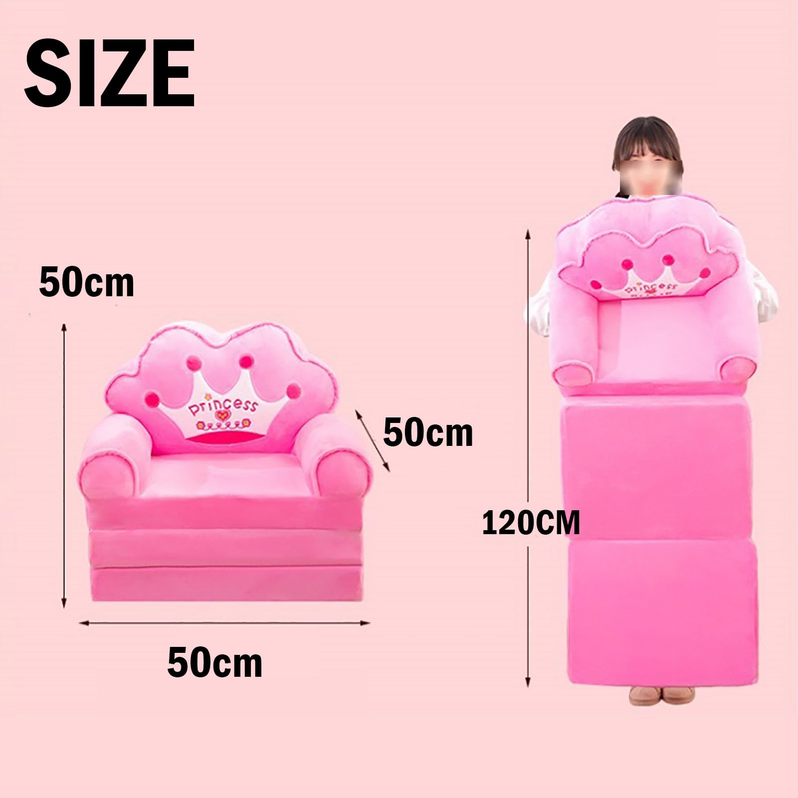 YUDIZWS Divano pieghevole per bambini del fumetto, divano per bambini pieghevole in peluche forma per bambini Divano Schienale Poltrona letto imbottita 2 in 1 Flip Open Couch Seat