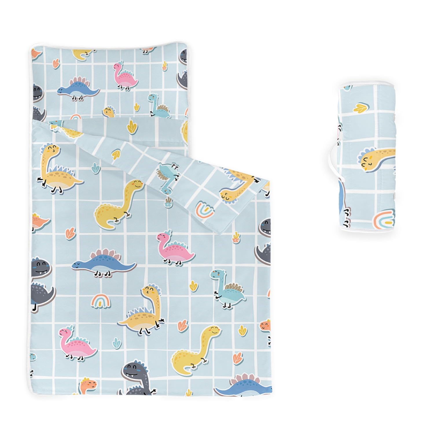 HOSIMA Nap Mat -Watercolor Dinosaurs Sleeping Bag with Removable Pillow - Daycare and Sleepovers Preschool Kindergarten Bedding Set for Kids Toddler Boys Girls(Watercolor Dinosaur Large) โ image 1