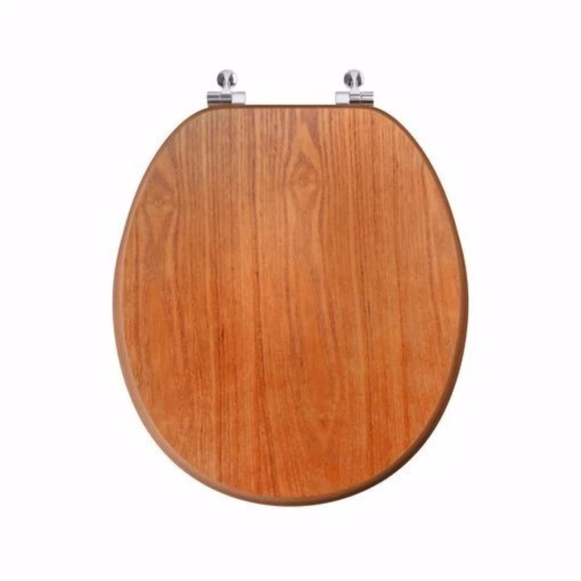 18" Universal MDF WC Toilet Seat – Easy Fit with Strong Zinc Alloy Hinges, Smooth Wipe Surface – Fits All Water Closets (Brown Wooden)