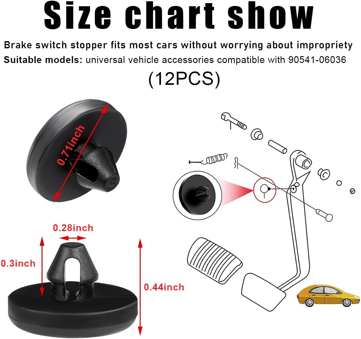 povtii 12 PCS Brake Switch Stopper, Car Brake Pedal Stop Pad Replacement Compatible with 90541-06036, Automotive Brake Light Switch Pad, Clutch Pedal Stopper Car Accessories image 2