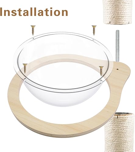 Miniatura 5 de Soporte de madera transparente de 11.8 pulgadas para cápsula de madera maciza para gatos, marco de madera reemplazable para estantes de gatos, poste