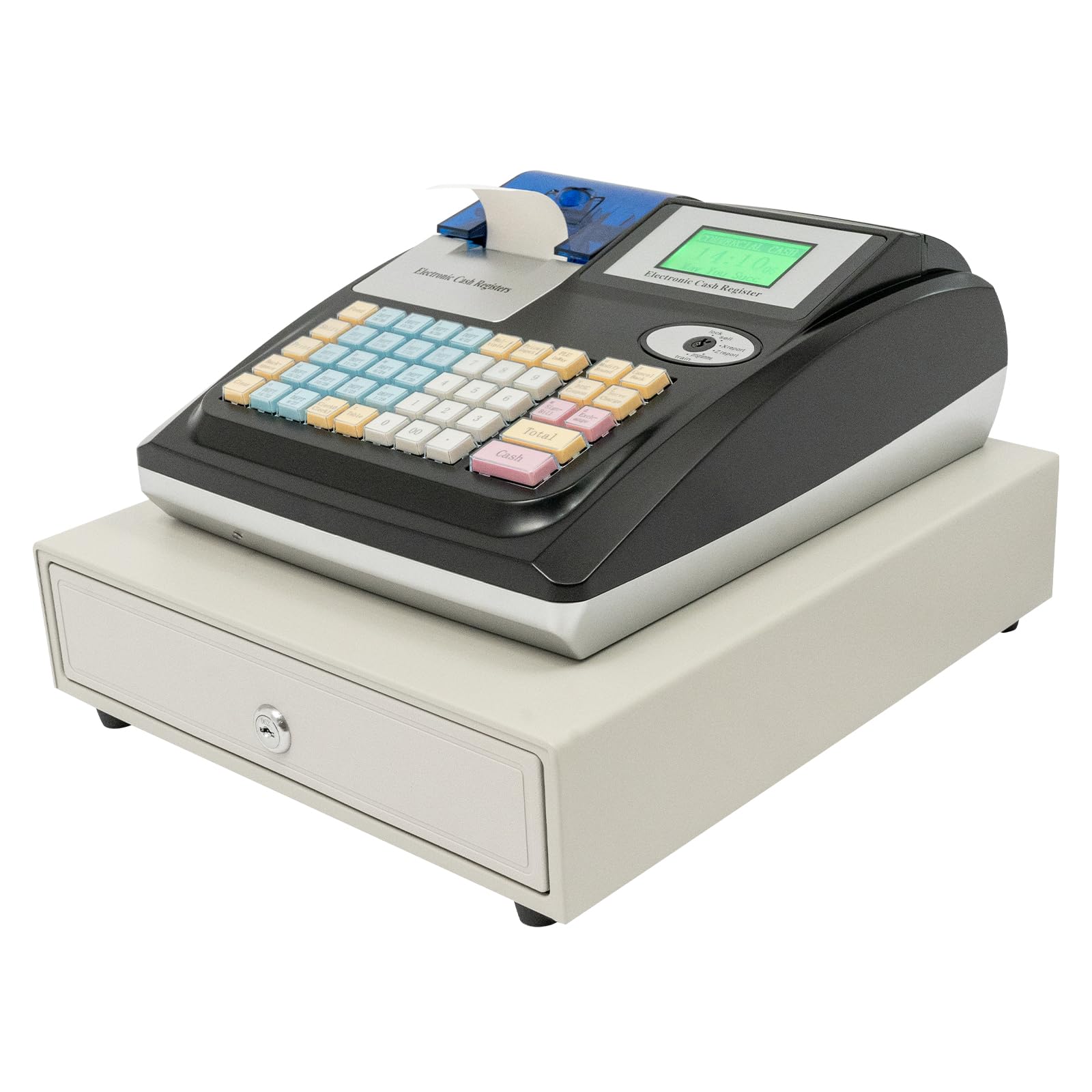 Caja registradora electrónica para minoristas (inglés Sistema), con cajón de efectivo, 10.000 PLU, doble pantalla LED, 48 teclas, para supermercados y restaurantes