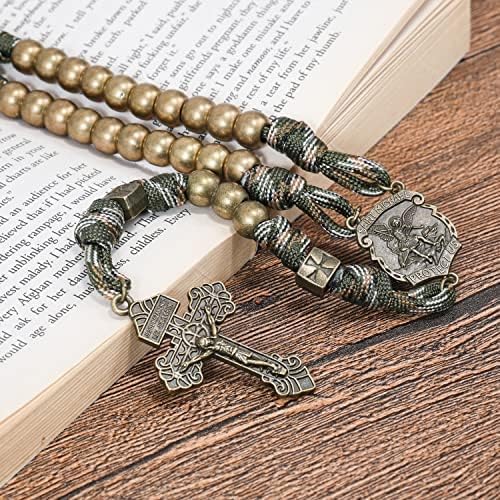 Nazareth Store St Michael Paracord Rosary Beads Rugged Rosary Necklace Strong Corded Catholic Pardon Crucifix - Image 2