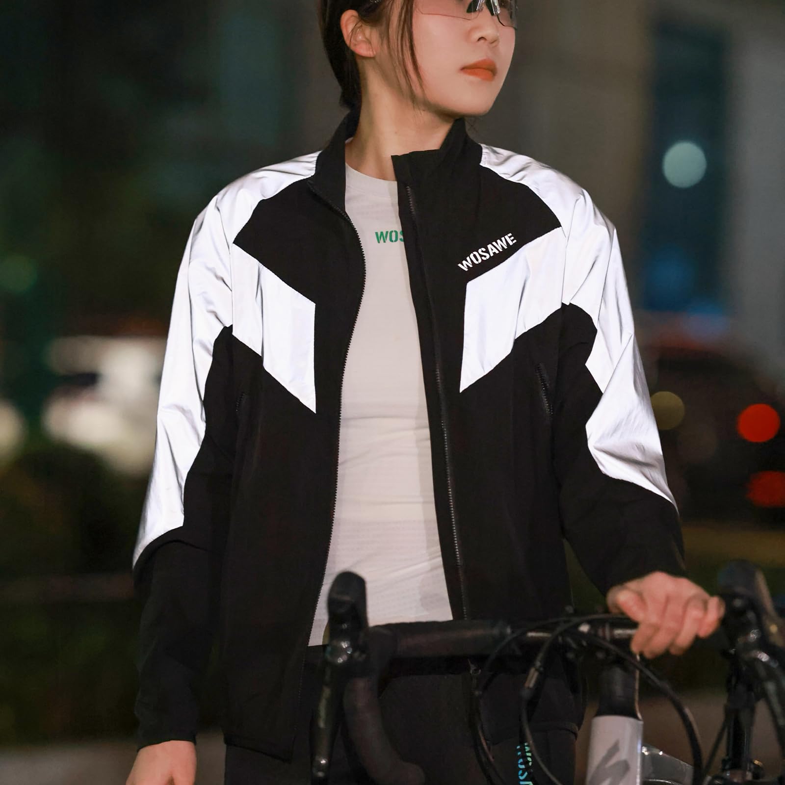 WOSAWE Réfléchissante 360 Veste de Vélo, Homme Imperméable Coupe-Vent Gilet de Sport