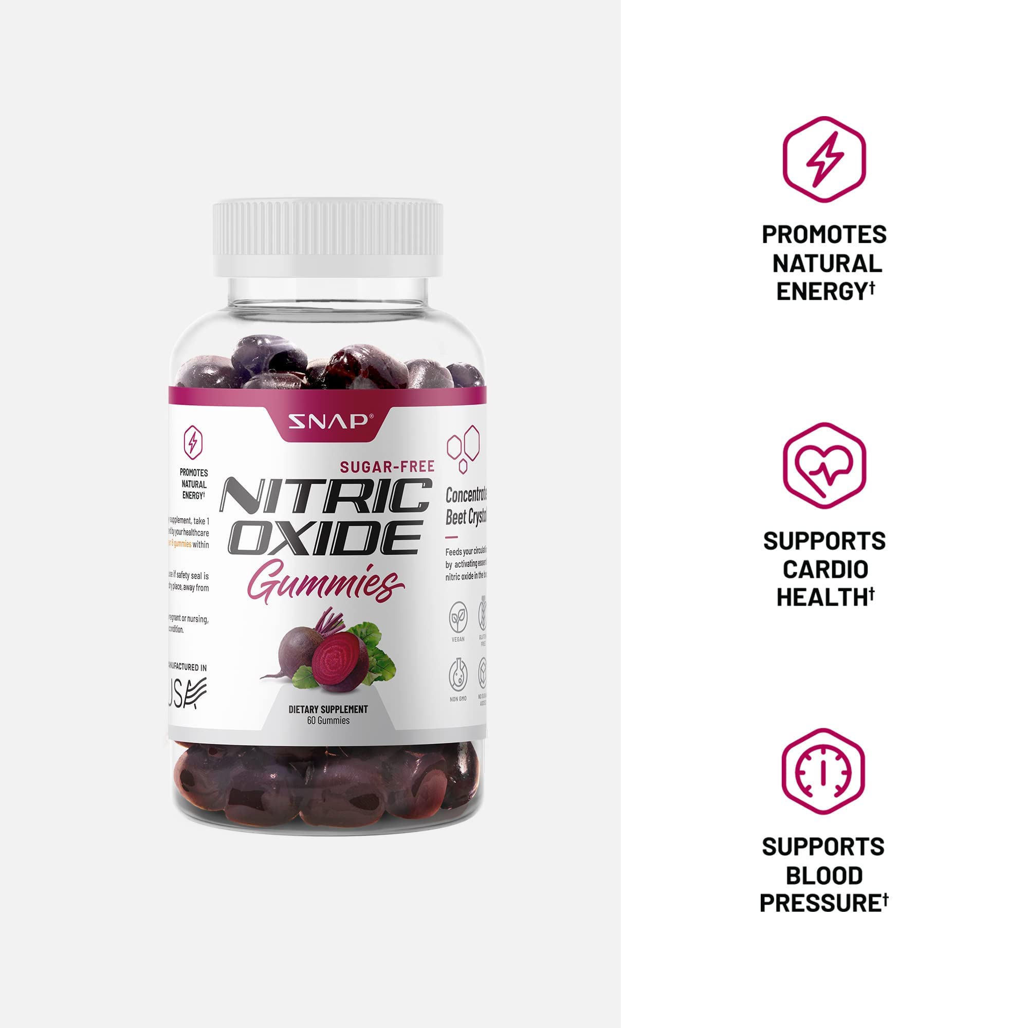 Buy Sugar Free Nitric Oxide Beet Root Gummies Heart Health, Energy