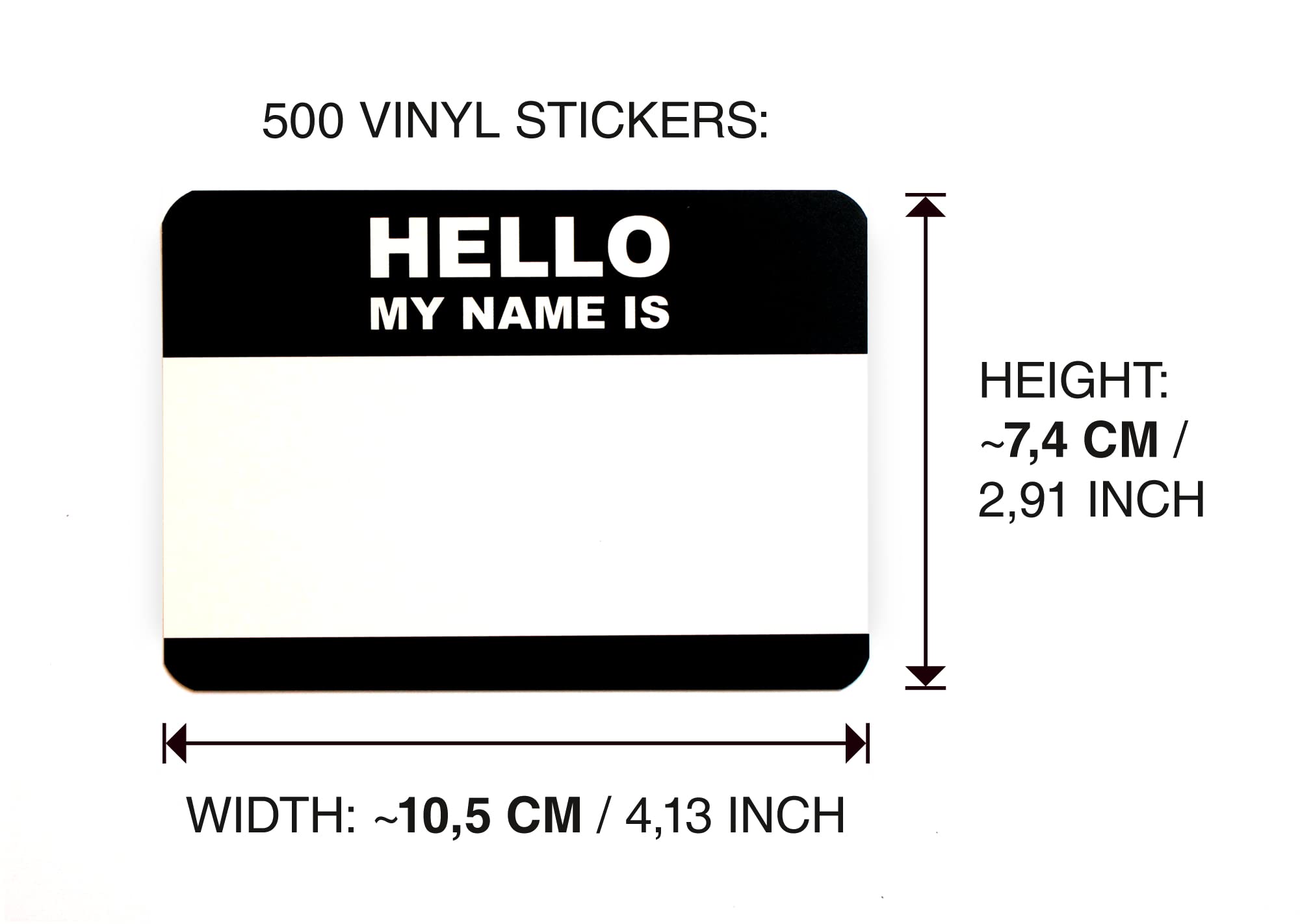 HELLO my name is... 500 Stück Vinyl-Stickerpack WETTERFEST/SCHWARZ!