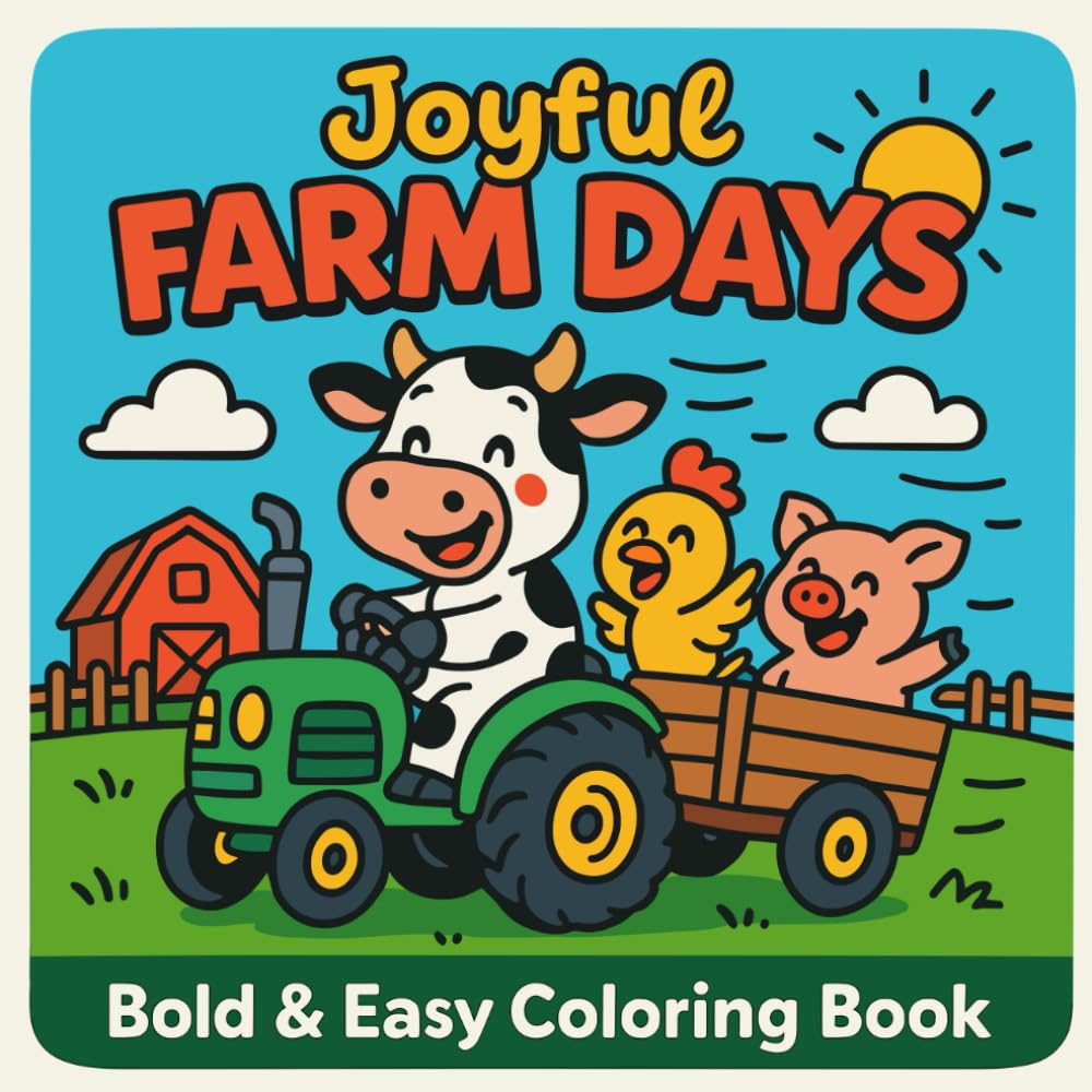 FARM DAYS: Cuties Farm Coloring Books Bold & Easy Cozy Friends, Coloring Book for Adults and Kids