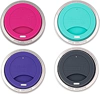 Vista 21 de Mason Jar Lifestyle - Tapas de silicona para beber con bandas de acero inoxidable a prueba de óxido (paquete de 2, gris carbón, boca regular)