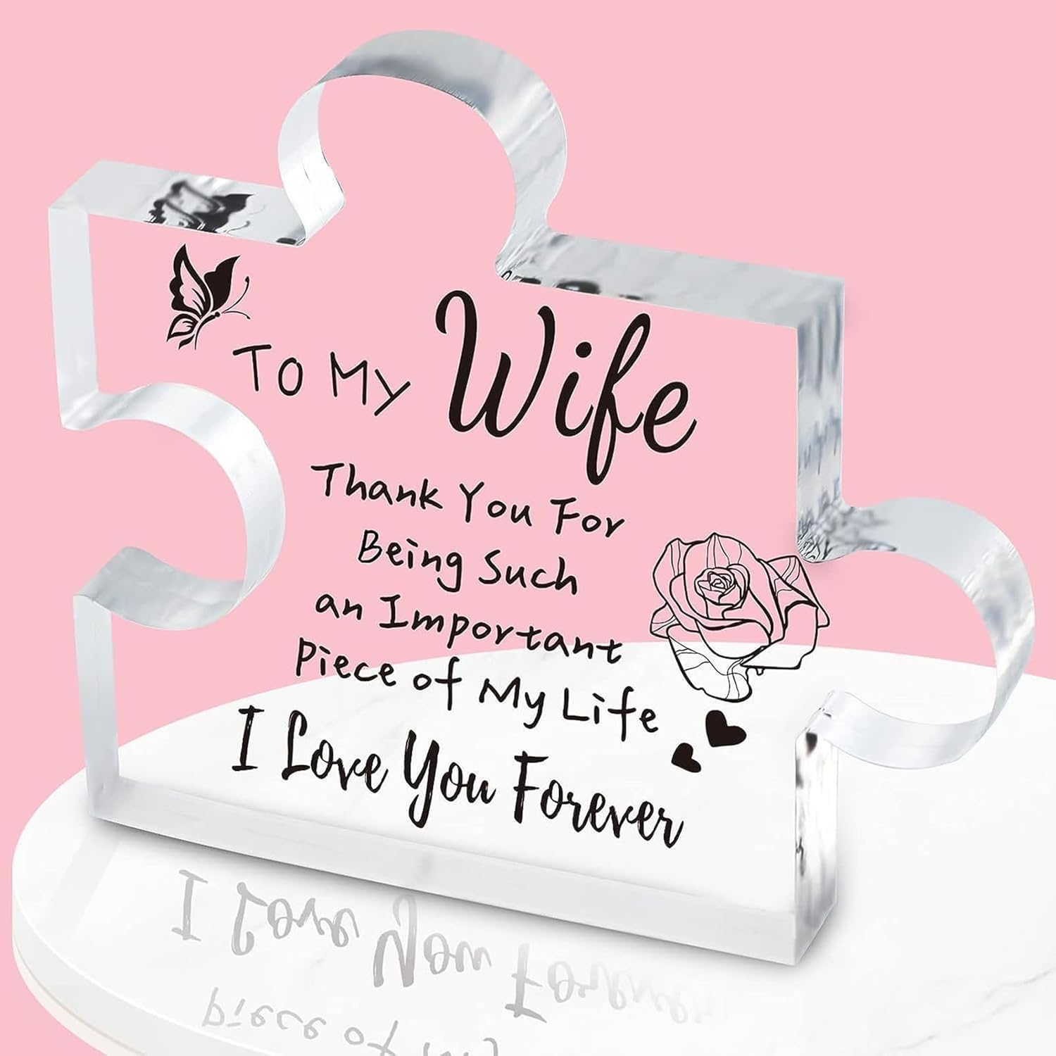 ANTOLE To My Wife gifts Acrylic Plaque,Wedding Anniversary,Birthday Gifts for Wife Romantic Acrylic Keepsakes Presents for Valentine's Day Christmas