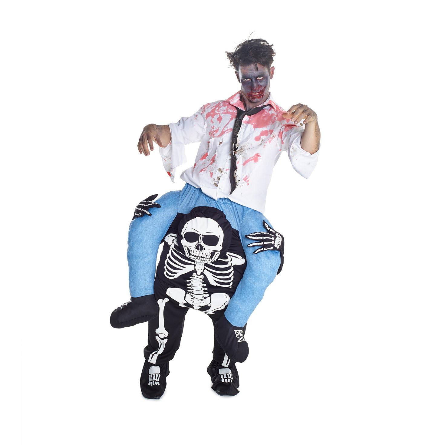 Adult Skeleton Piggyback Costume Men`s Scary Ride On Halloween Fancy Dress