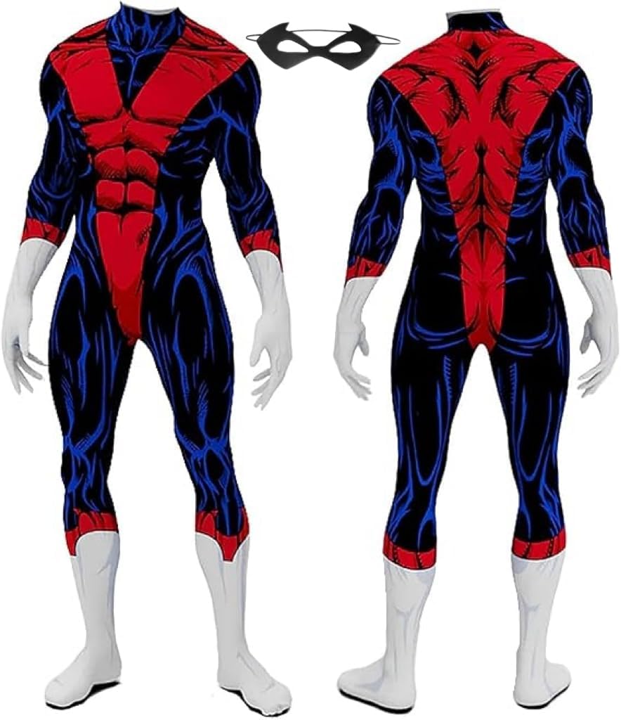 Nightcrawler Cosplay Jumpsuit and Mask Adult Men Superhero Kurt Wagner Nightcrawler Costume for Halloween