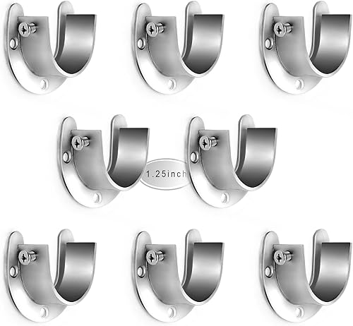 Miniatura 1 de KOVOSCH Paquete de 8 soportes de barra de armario de acero inoxidable, soporte de extremo de barra de armario de 1-14 pulgadas, soporte de extremo