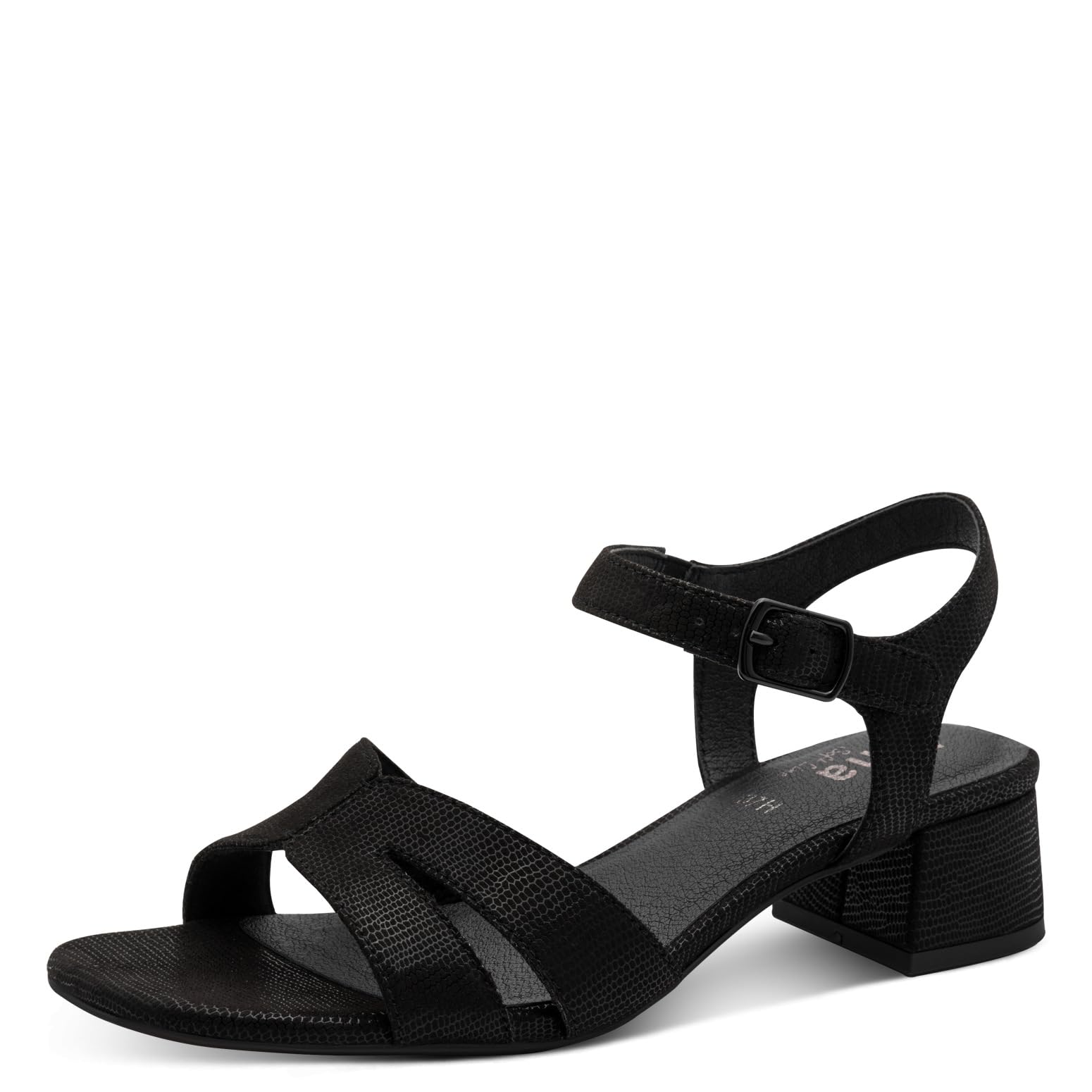 Jana Women's Heel Vegan Sandals with Heel, Black Metallic, 39 EU