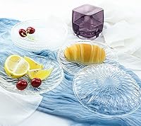 Vista 2 de Sizikato 4 piezas de plato de vidrio con rayas de diamante, plato de postre de 5.7 pulgadas para fruta seca para el hogar y KTV
