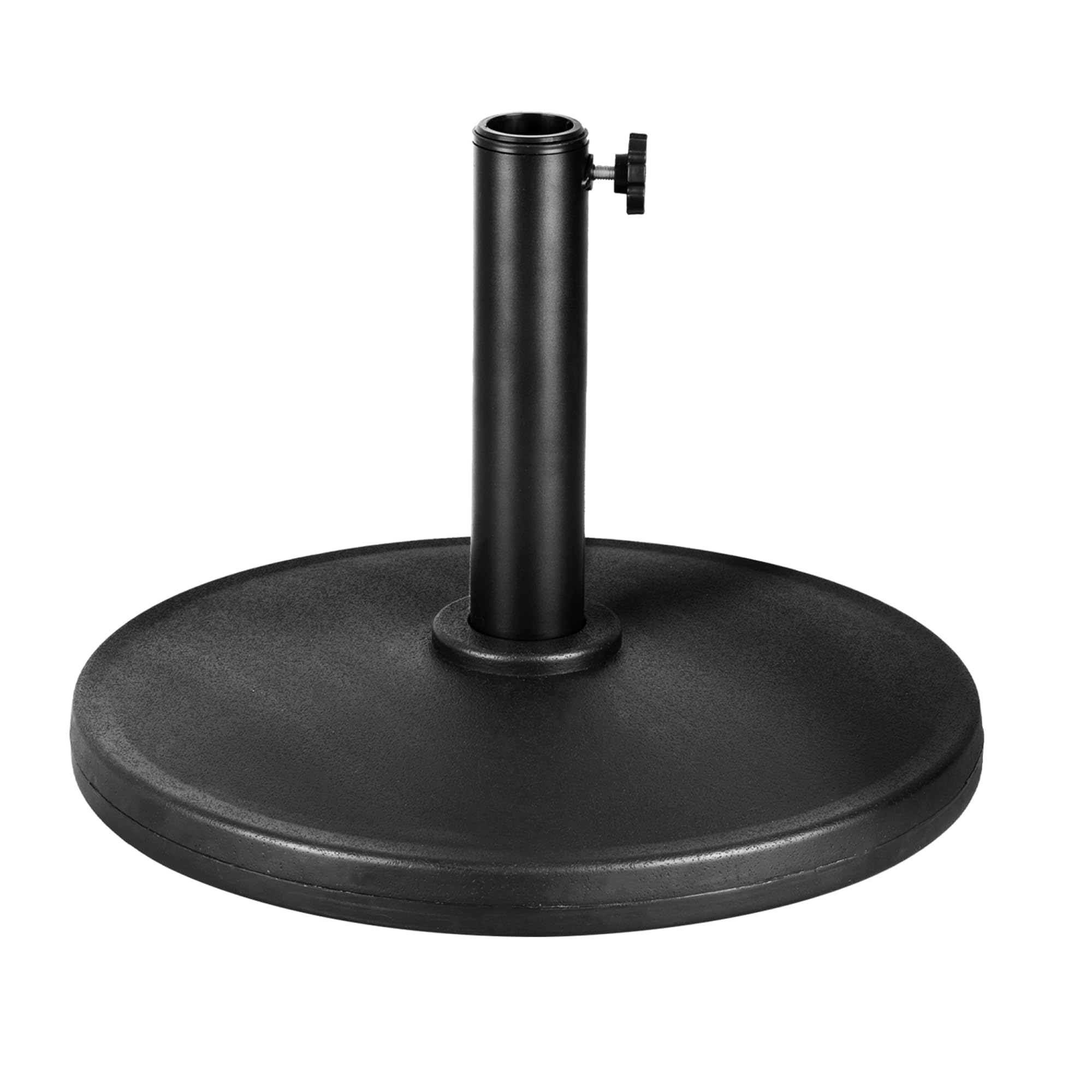 KEPLIN 12kg Cast Iron Effect Parasol Base – Heavy Duty Metal Garden Patio Furniture Stand for Umbrella, Canopy, Gazebo, Awning etc. – Diameter 45mm (12kg, Black Plain)