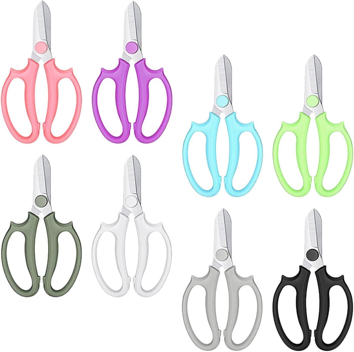 8pcs Gardening Trimming Scissors Ergonomic Pruning Shears for Flowers Plants Fruit Harvesting Comfortable Non-slip Handles for Easy Use Flower Shops and Gardens