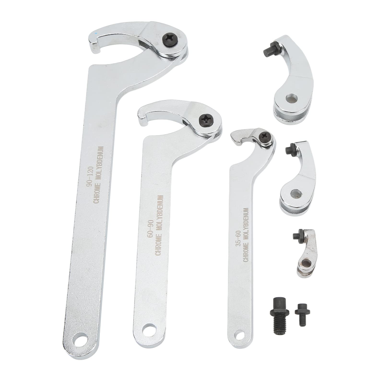 Keenso Juego de Llaves de Gancho Ajustables, 3 Llaves para Tuercas de Horquilla con 3 Adaptadores de Pasador para Suspensión de Moto, 35-120mm de Apertura, 175-290mm de Longitud