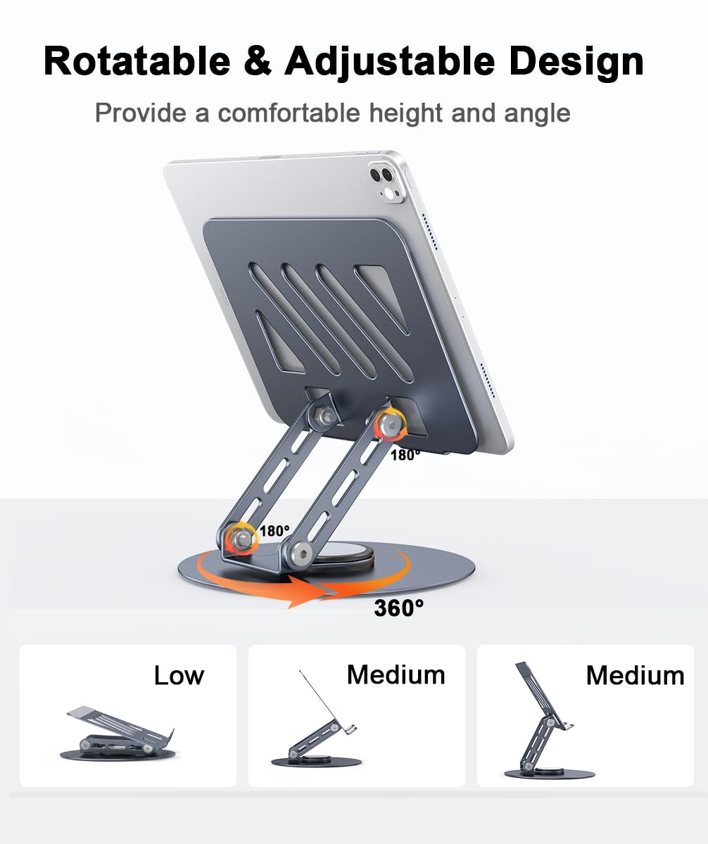 Tablet-Ständer für iPad-Halter, verstellbar, um 360° drehbar, Tablet-Halterung für Schreibtisch, Bürozubehör und iPad Pro 12,9/11, Air 10,9, Samsung Tab S9, Mini, Kindle, Switch 4,7-13 Zoll