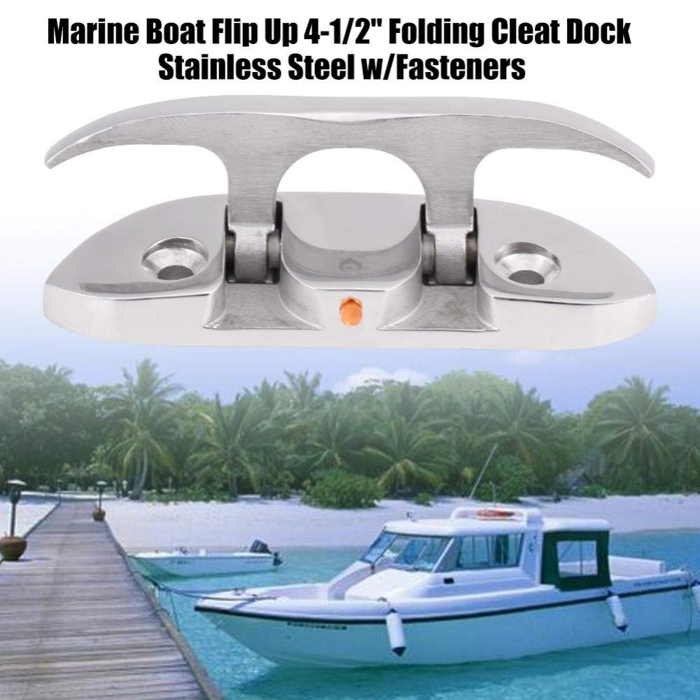 KIMISS Cleat plegable de acero inoxidable para barcos, 4‑1/2", marinero, resistente a la corrosión, ideal para emba ciones y muelles