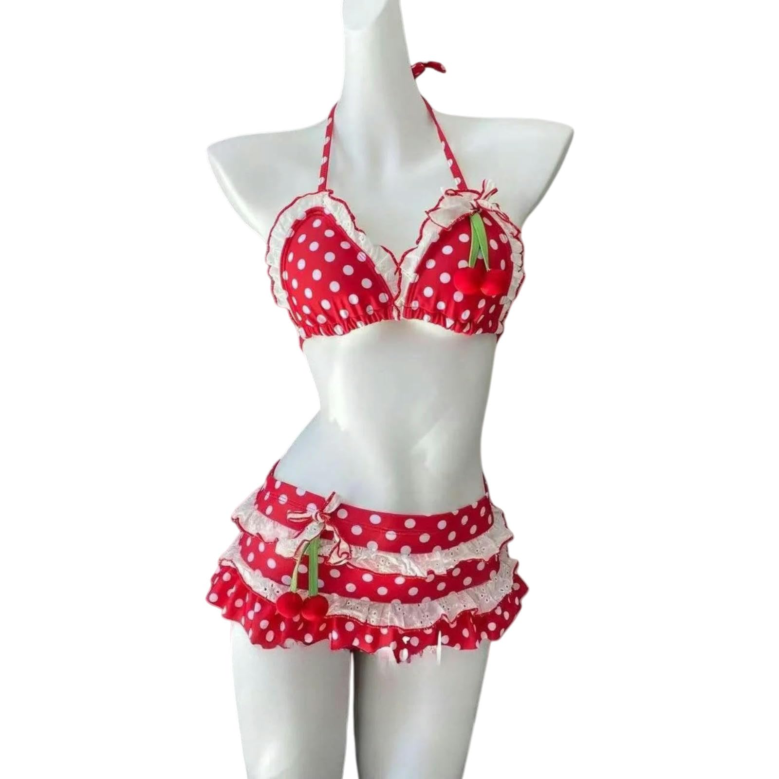 Bikini Halter Mignon Strawberry Résistant au Chlore pour Taille XS