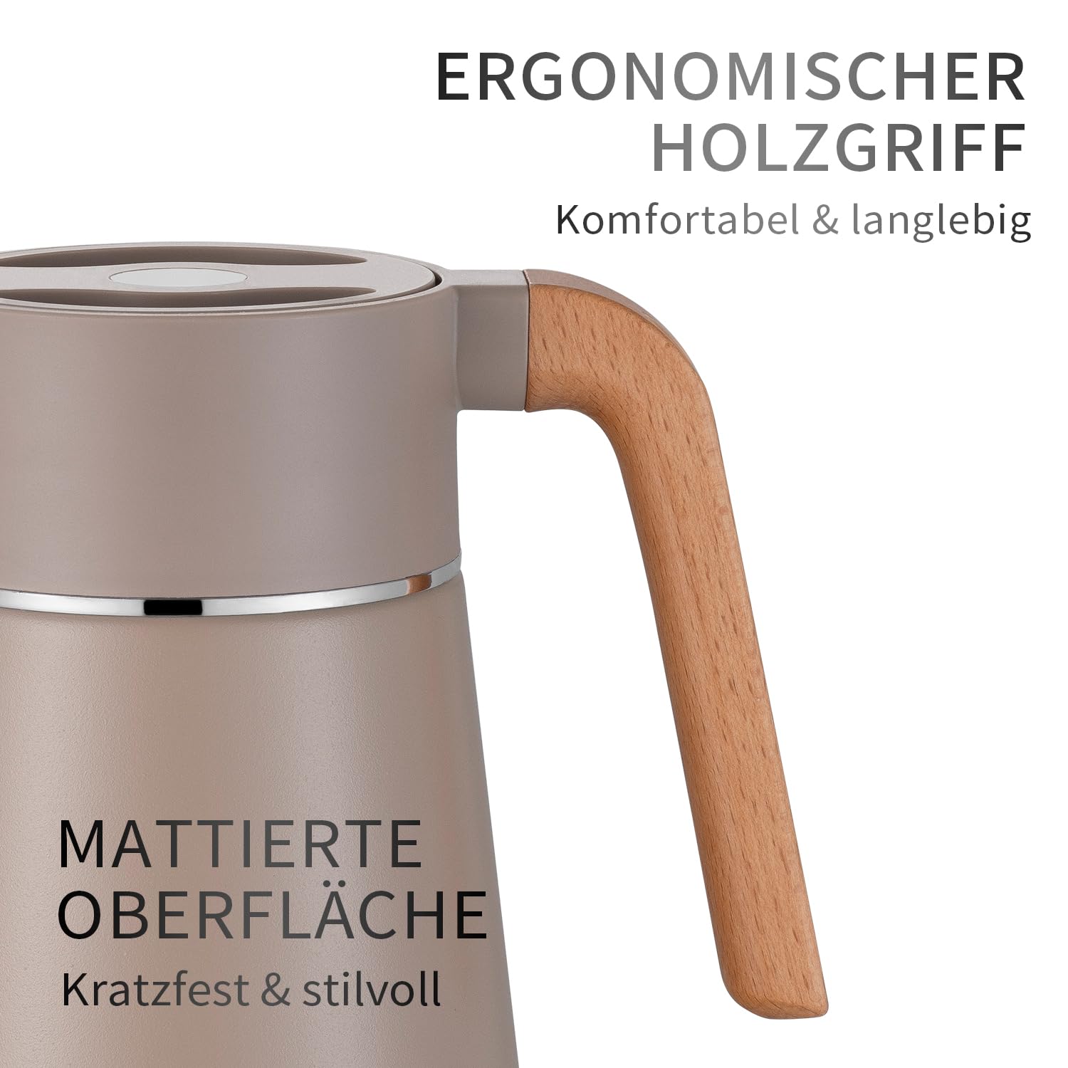 VETIN Termo con colador de té de 1,5 l de acero inoxidable 304, jarra térmica | A prueba de fugas, 10 h caliente y 16 h frío, para té, café y bebidas frías