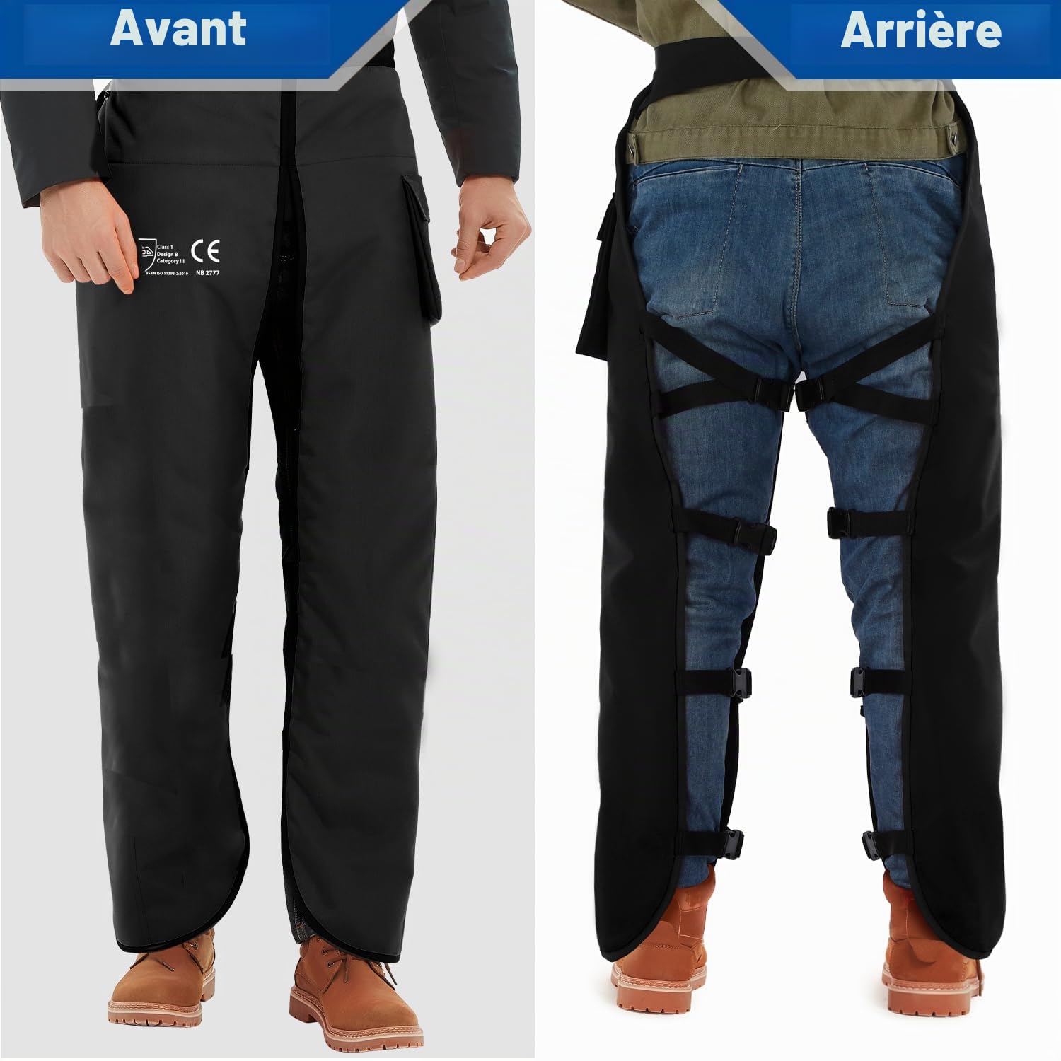 Legging de sécurité universel pour tronçonneuse, 8 couches, chaps de protection réglables, pantalon de sécurité, équipement de protection forestière, protection avant uniquement