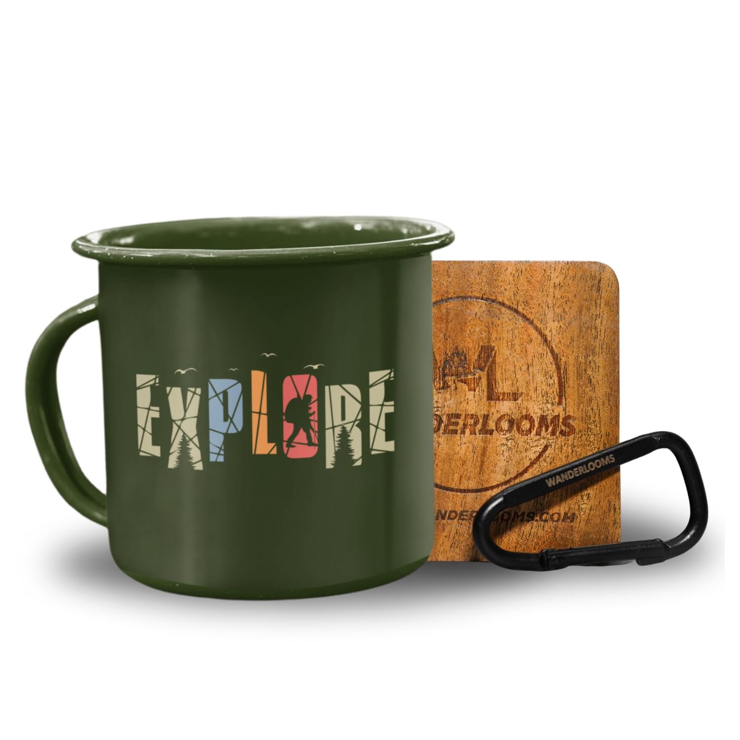 WANDERLOOMS Printed Coffee Mug | Food Grade Steel with Enamel Coating (400 ml) (Explore)