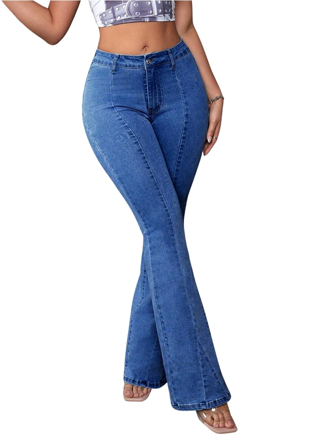 glossia Stretchable Bell Bottom Jeans for Women | High Waist Bootcut Flared Denim | Butt Lifting Anti-Fade | Plus Size 26-38-picture-32