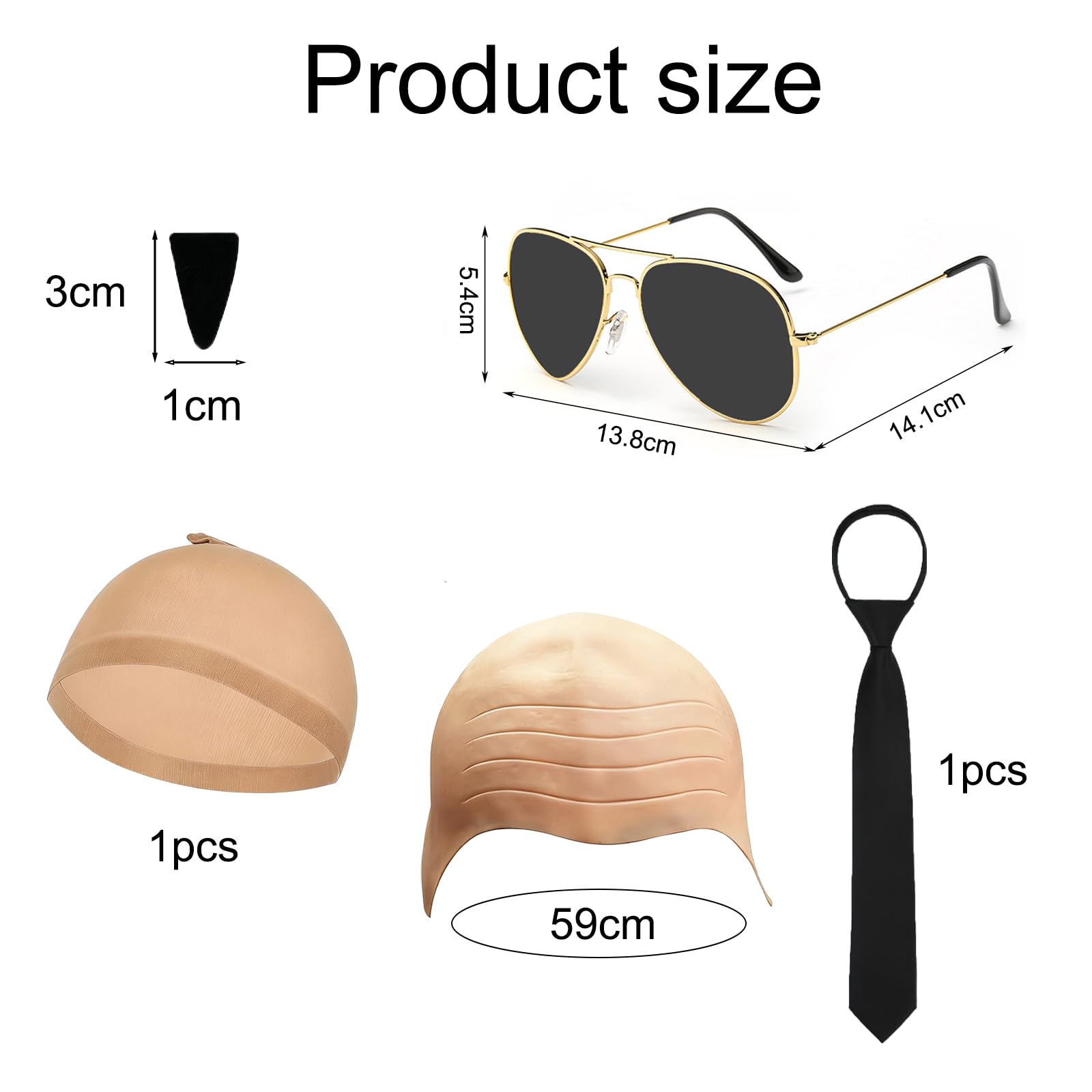 GWAWG Latex Bald Cap for Adults Latex bareheaded Accessory Set,Bald Head Wig Cap Costume Set for Rapper Cosplay Carnival Fancy Dress - Image 2