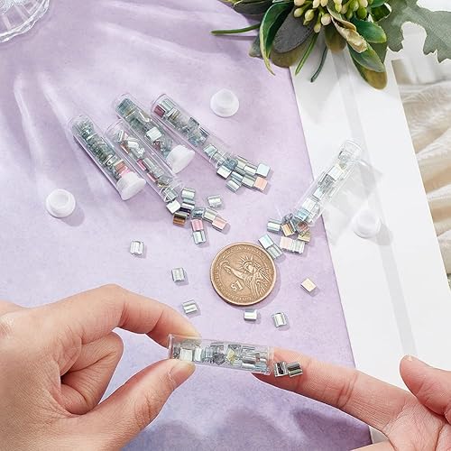 Miniatura 10 de NBEADS Juego de 208 cuentas metálicas de Tila, 8 colores de 0.197 x 0.197 in, incluye hilo elástico y agujas de cuentas de acero inoxidable para