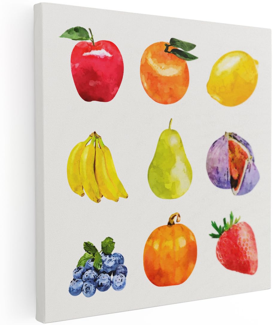 Artaza Cuadros Decoración Salón Modernos Frutas - 90x90 cm - Grande - Cuadros Decorativos Cocina - Decoración Pared Hogar - Lienzos Acuarela Cocina