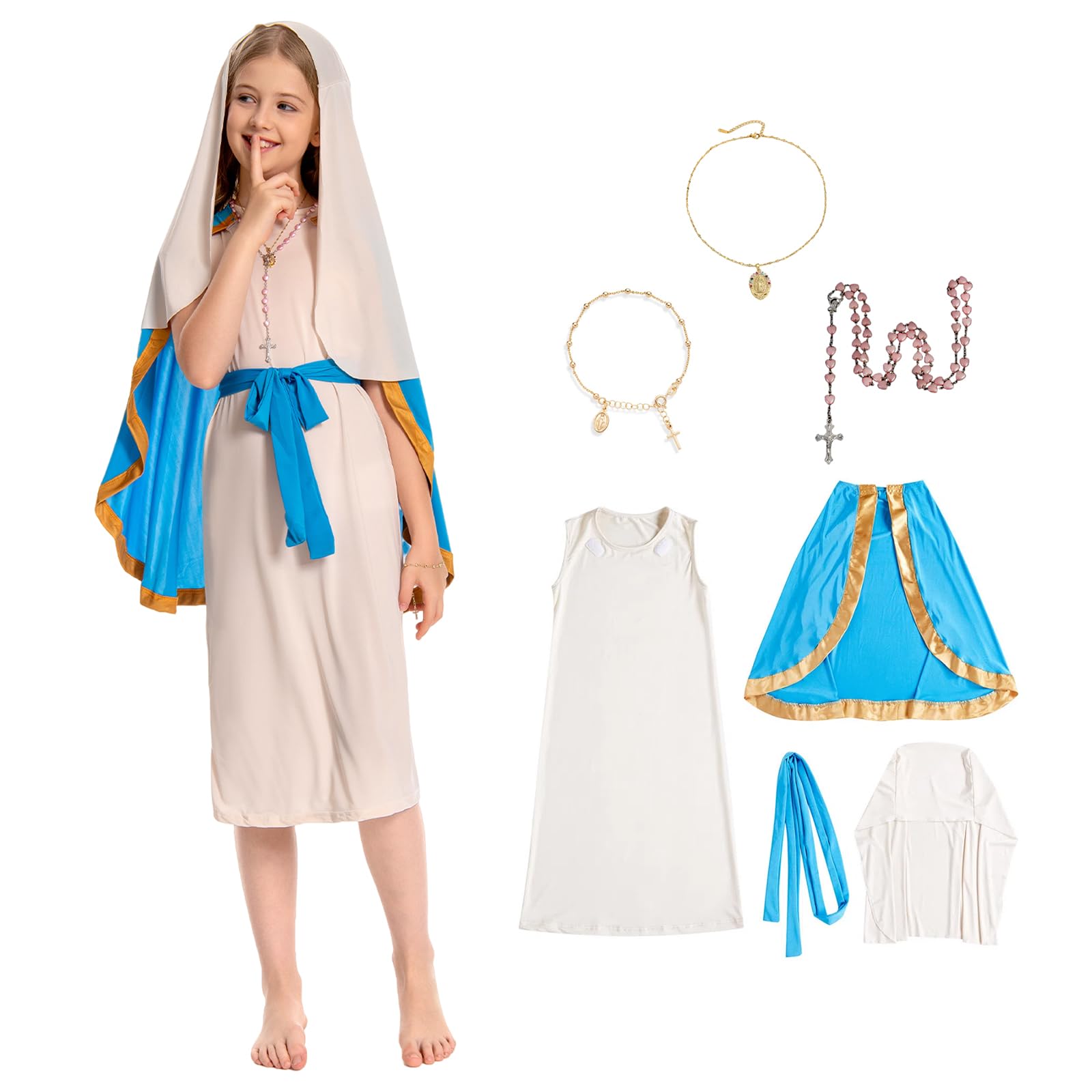 Roeutoo Virgin Mary Costume for Kids 