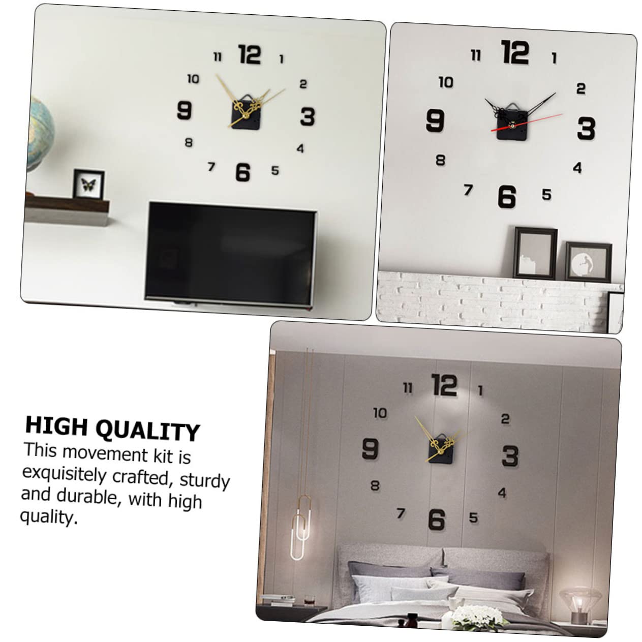 HOMSFOU 12pezzi Meccanismo Orologio Silenzioso con Movimento Mute e Accessori Inclusi Ricambio per Orologi da Parete Design Elegante con Rosse e Dorate