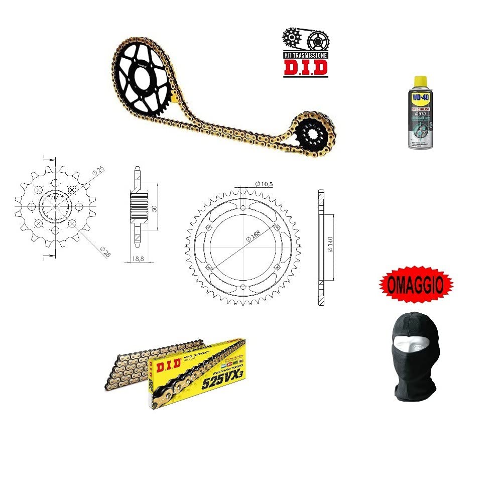 Compatible con BMW F GS (K72) (MOZZO FORI Ø 10,5) 800 2009-2017 Kit DE TRANSMISIÓN para Cadena DE Motocicleta Did 525VX3 LUN 116 / Enlaces, PIÑÓN Acero P525-Z42, PIÑÓN P525-Z16 ESPECÍFICO