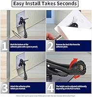 Vista 5 de HOME&I Tope de puerta abatible, tope de puerta ajustable de 4 pulgadas con placa de montaje autoadhesiva (negro, 4 pulgadas x 1 paquete)