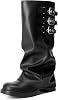 Botas de moda hasta la rodilla con dobladillo para mujer 1